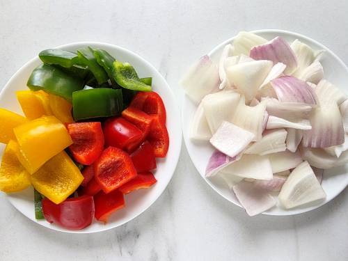 diced veggies for shashlik