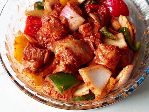 marinated veggies with chicken